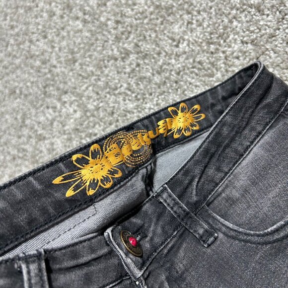 Desigual Exotic Jeans Black Embroidered Floral Pattern Slim Fit Womens Denim - Picture 13 of 14